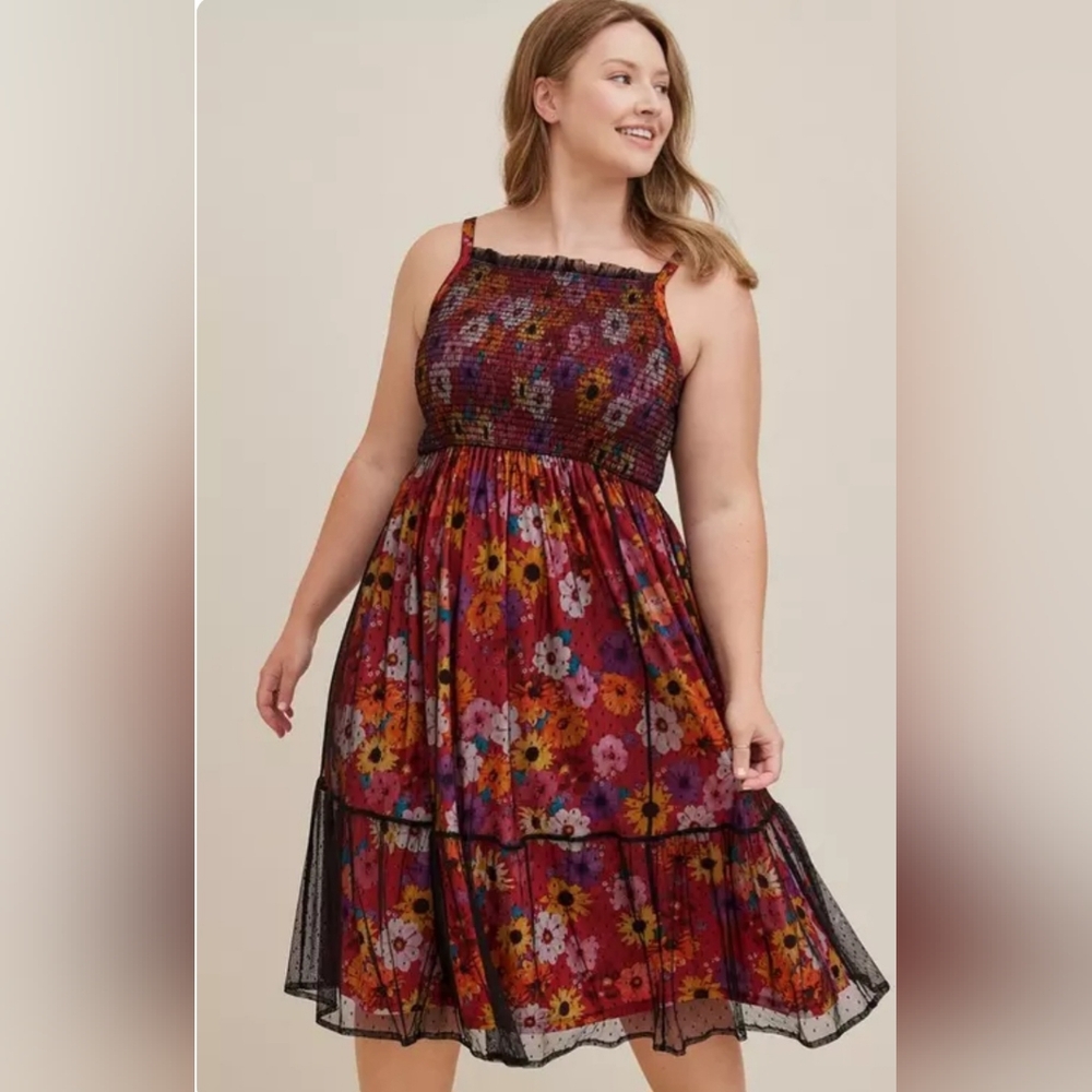 Torrid Red and Purple Halter Sundress Midi